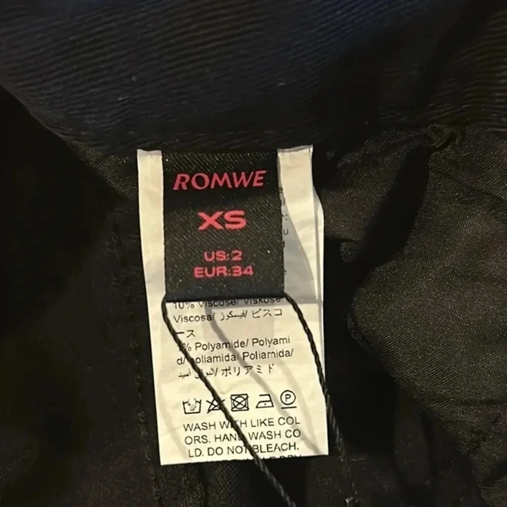 ROMWE Women’s Grafitti Print Wide Leg Ankle Jeans Size 2 Casual Distressed Retro - Picture 6 of 8